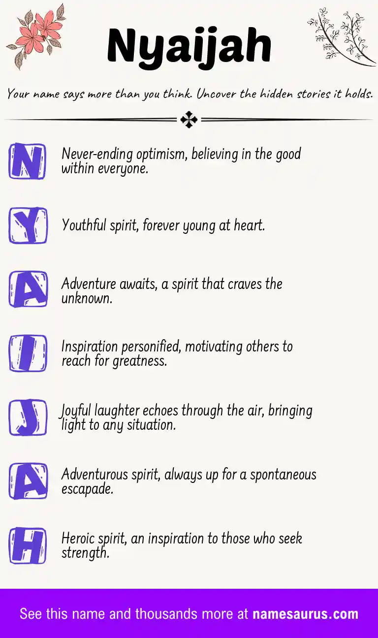 Acrostic poem about Nyaijah.