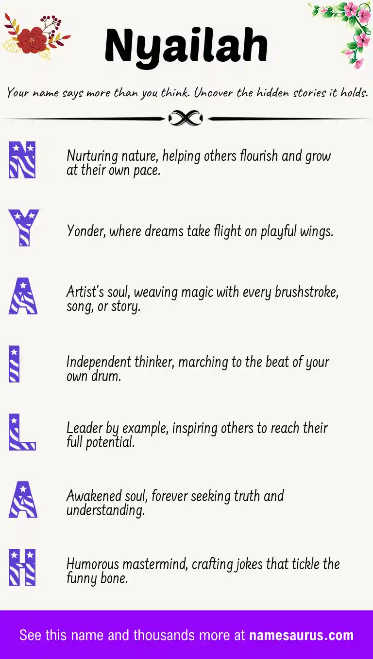 Acrostic poem about Nyailah.