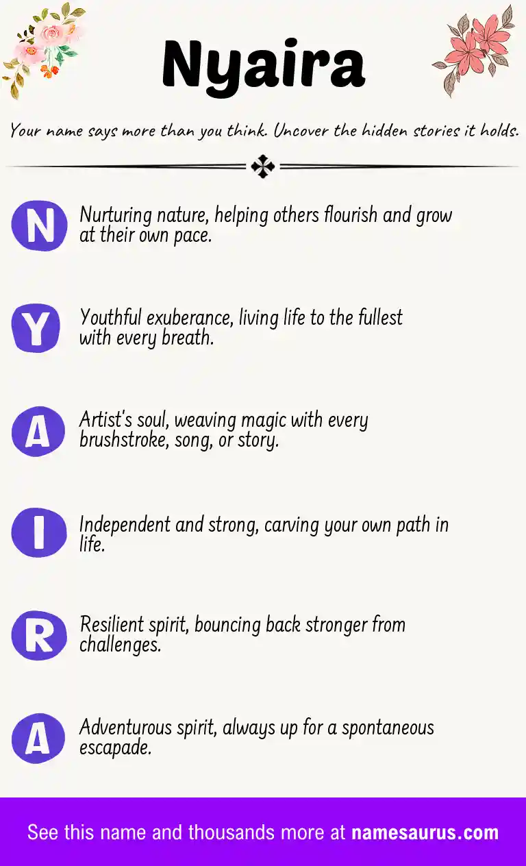 Acrostic poem about Nyaira.