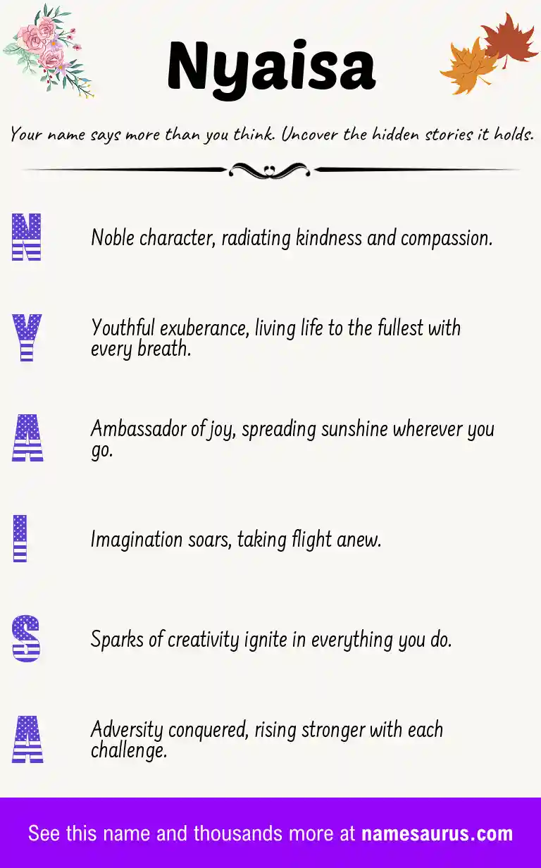 Acrostic poem about Nyaisa.