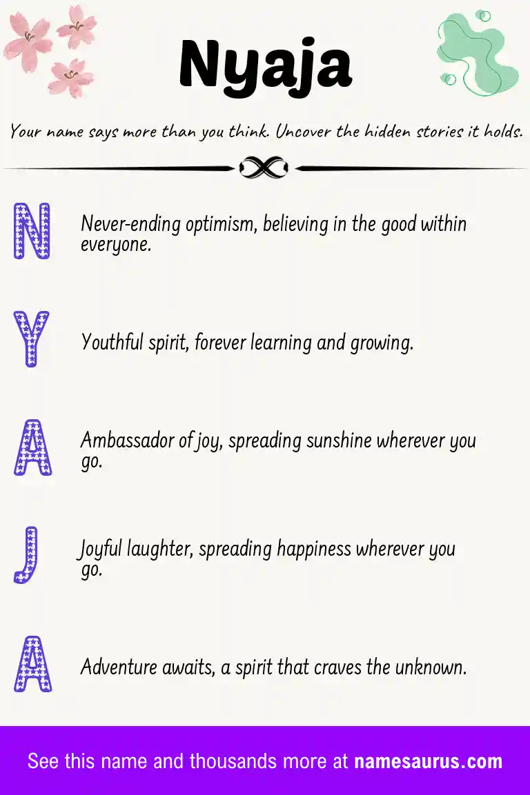 Acrostic poem about Nyaja.