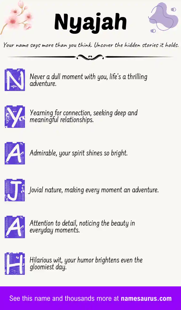 Acrostic poem about Nyajah.