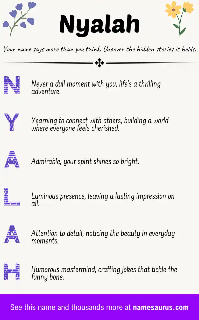 Acrostic poem about Nyalah.