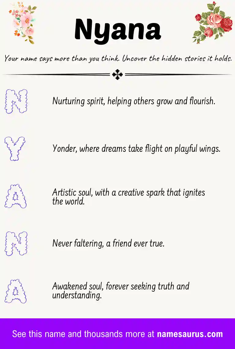 Acrostic poem about Nyana.