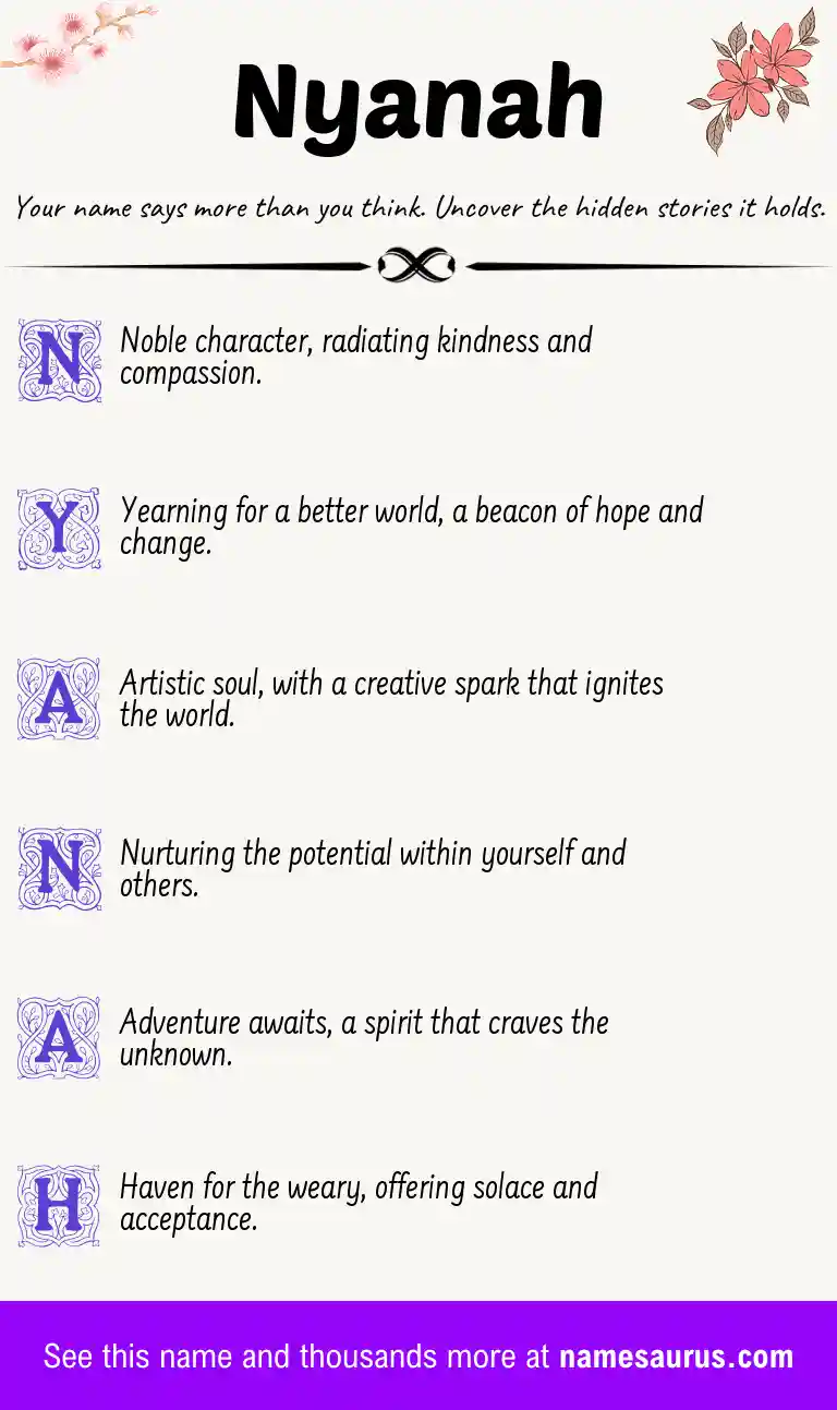 Acrostic poem about Nyanah.