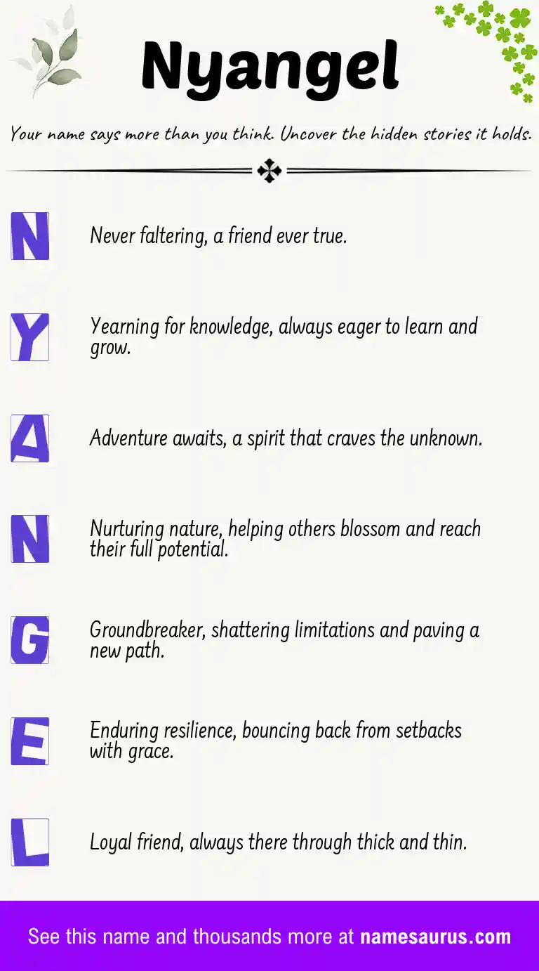 Acrostic poem about Nyangel.