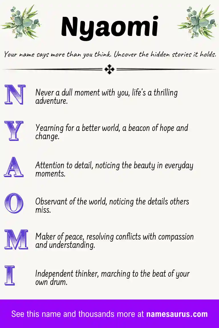 Acrostic poem about Nyaomi.