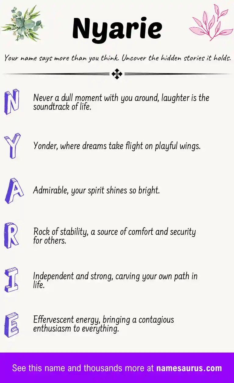 Acrostic poem about Nyarie.