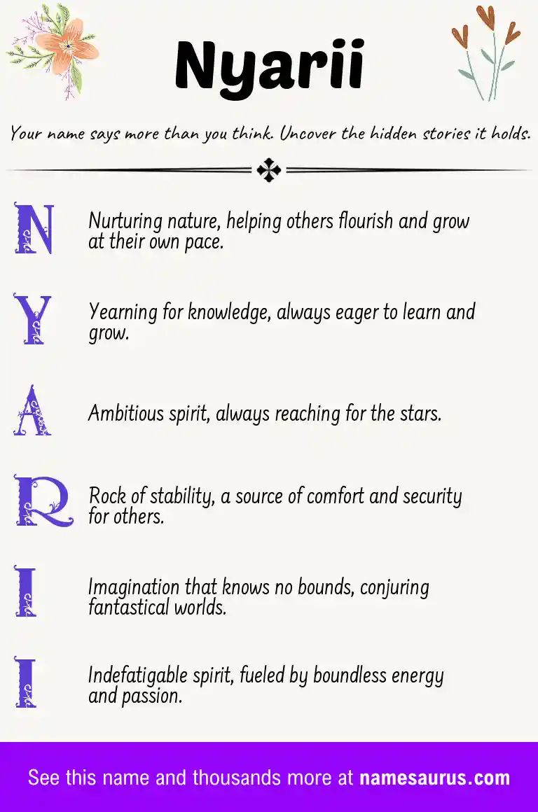Acrostic poem about Nyarii.