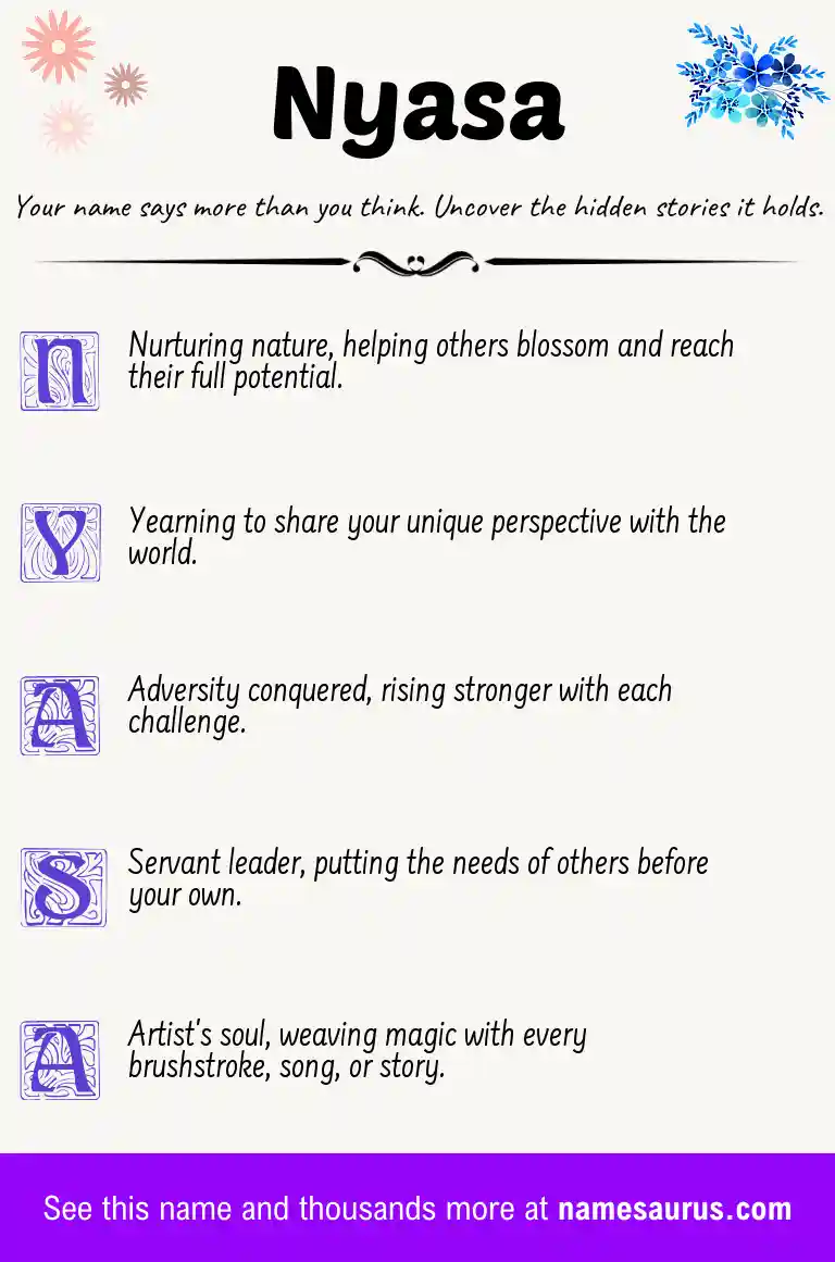 Acrostic poem about Nyasa.