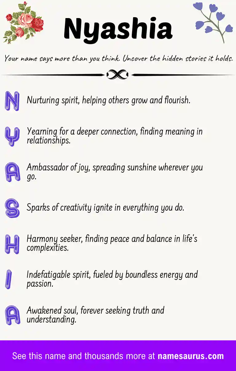Acrostic poem about Nyashia.