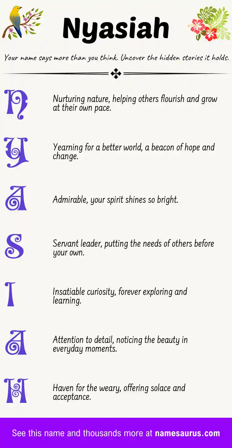 Acrostic poem about Nyasiah.