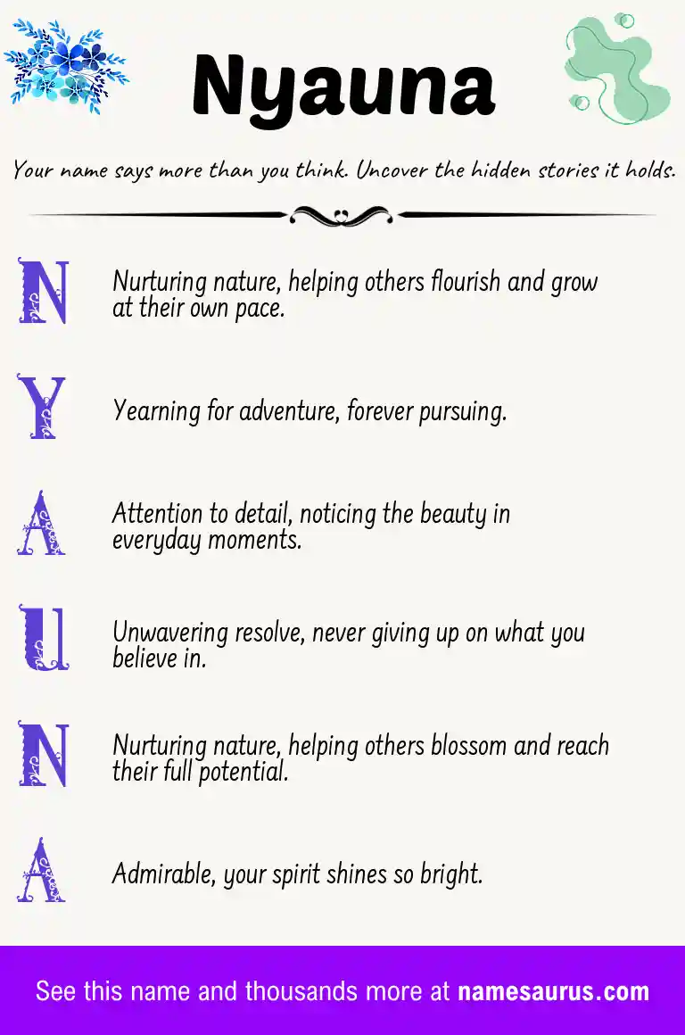 Acrostic poem about Nyauna.
