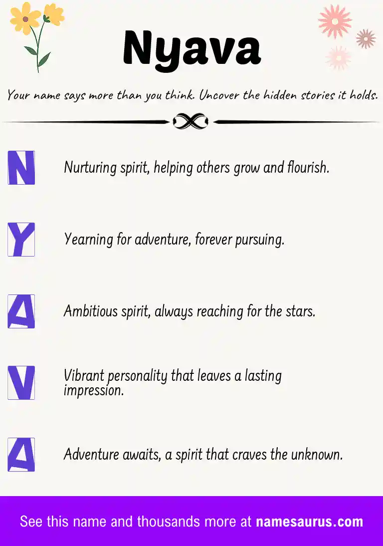 Acrostic poem about Nyava.