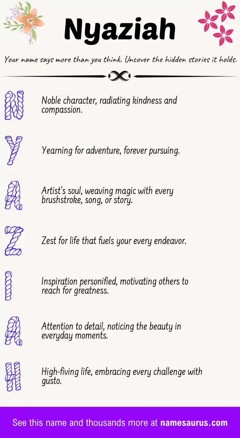 Acrostic poem about Nyaziah.