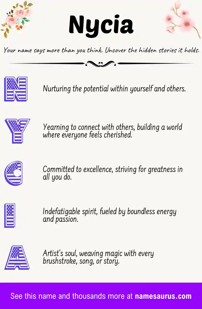 Acrostic poem about Nycia.