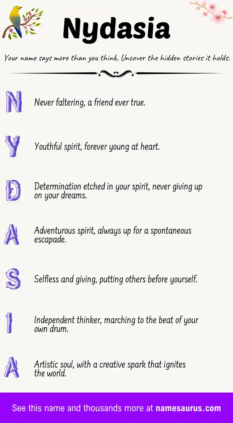 Acrostic poem about Nydasia.