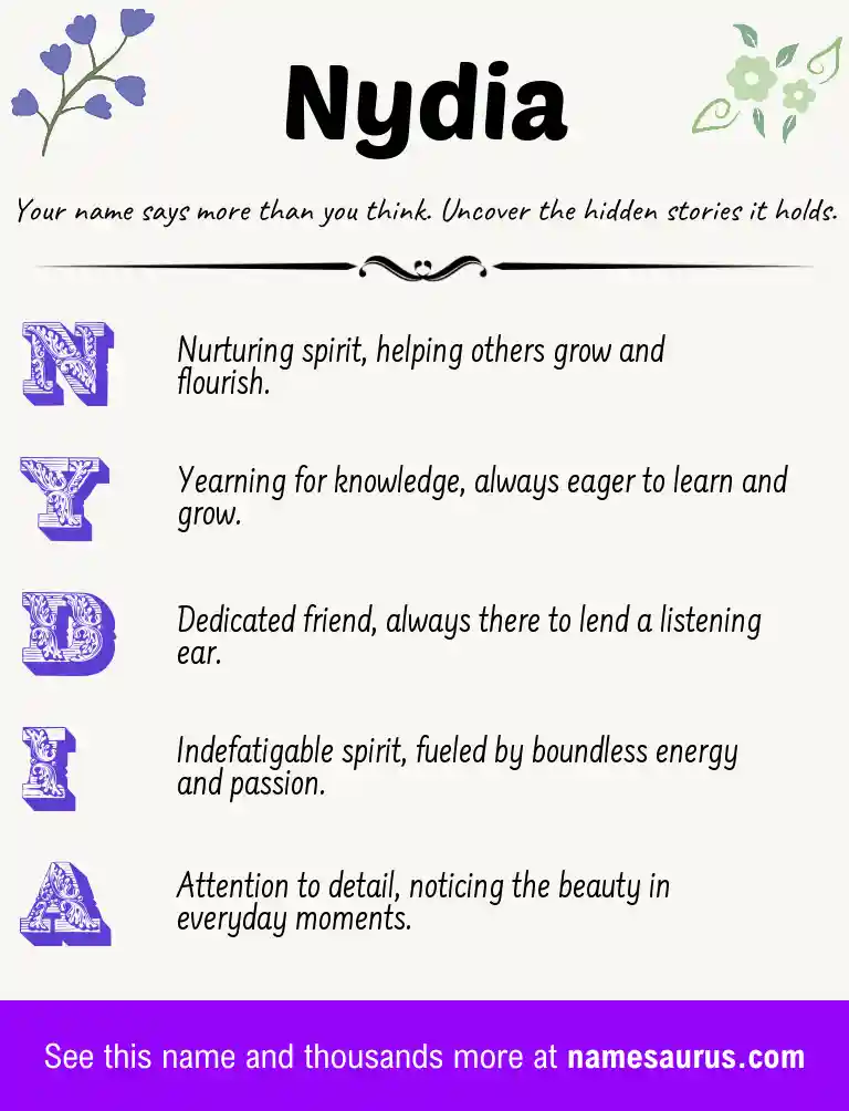 Acrostic poem about Nydia.