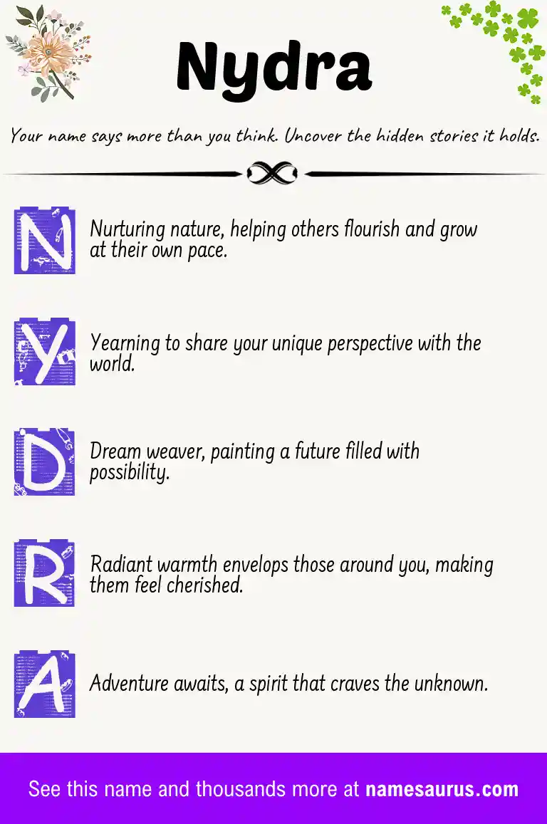 Acrostic poem about Nydra.