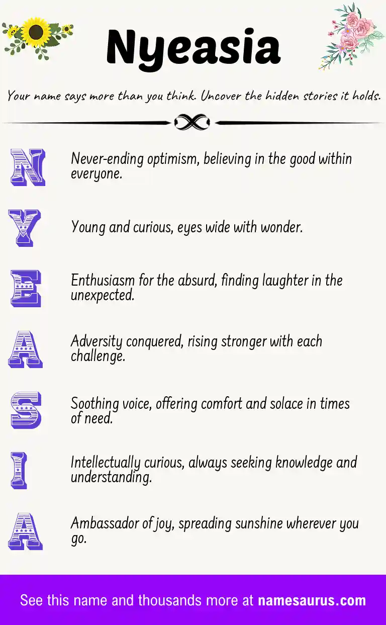 Acrostic poem about Nyeasia.