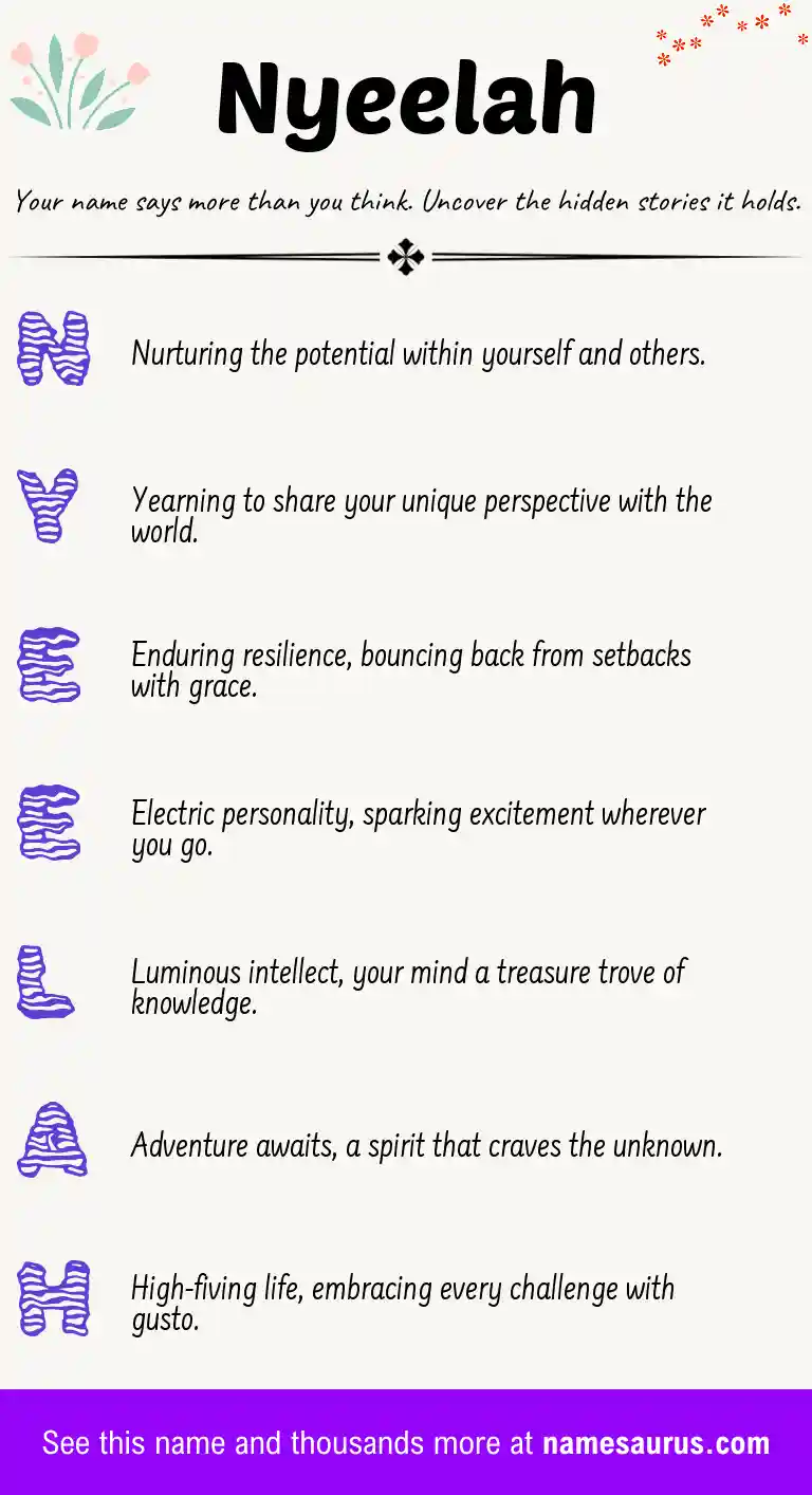 Acrostic poem about Nyeelah.