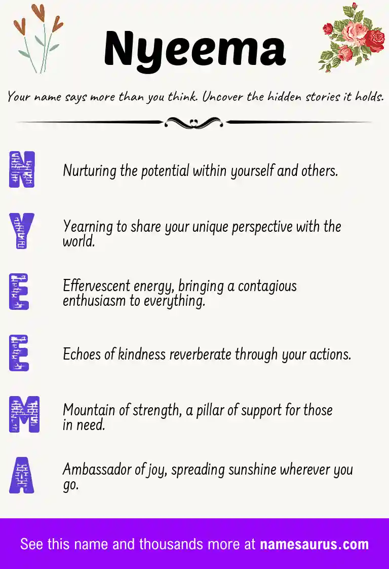 Acrostic poem about Nyeema.