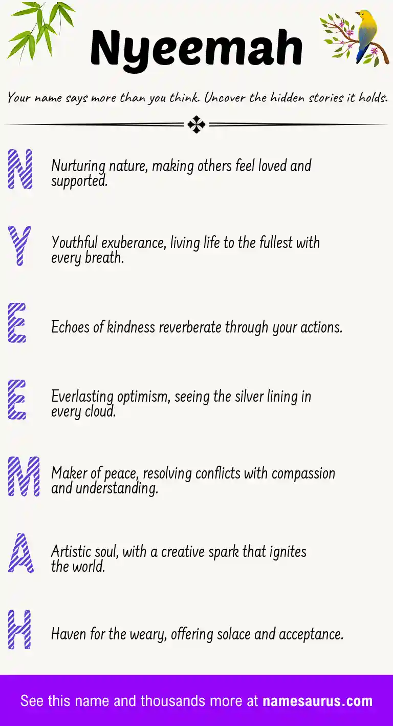Acrostic poem about Nyeemah.