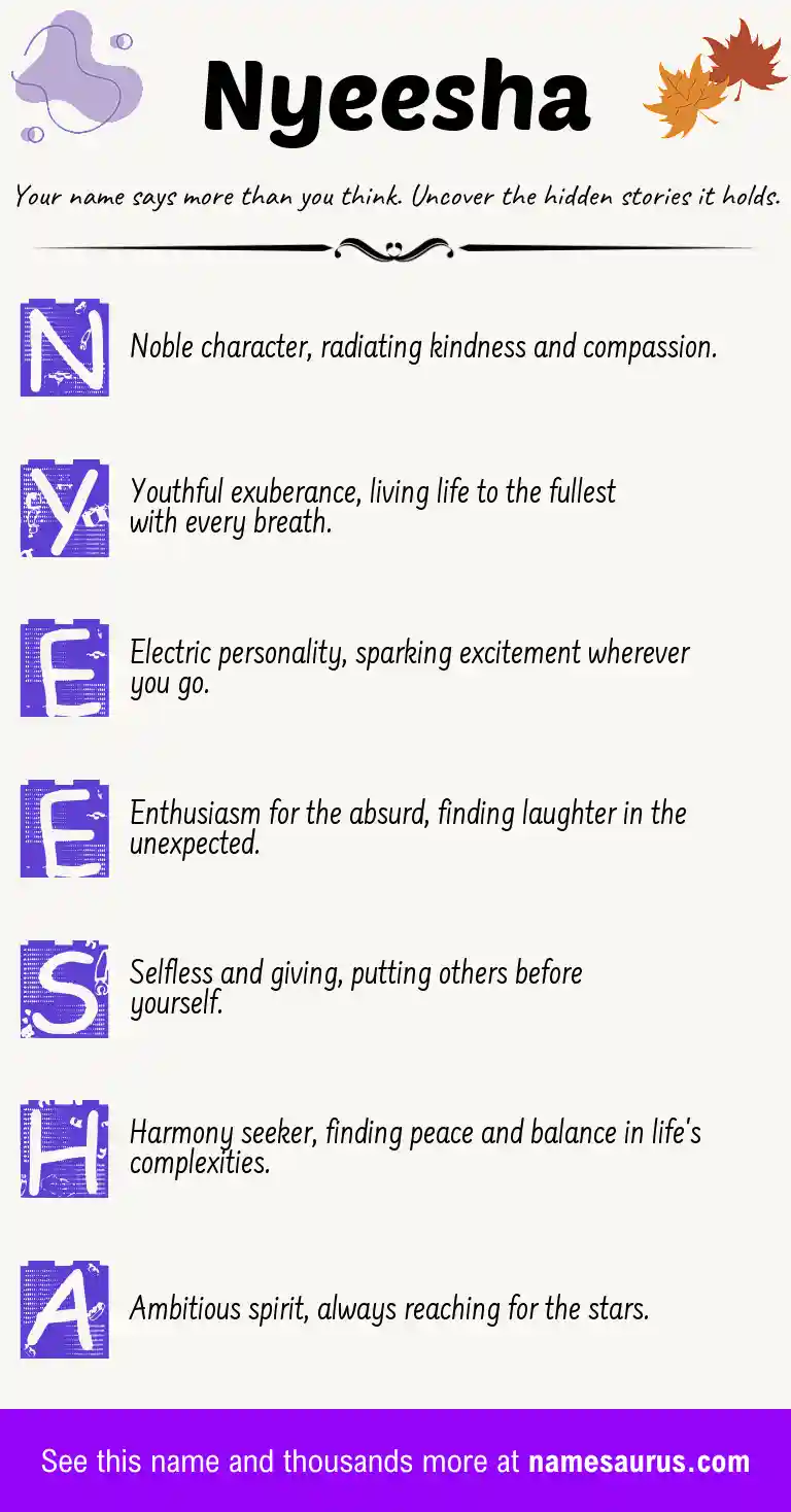 Acrostic poem about Nyeesha.
