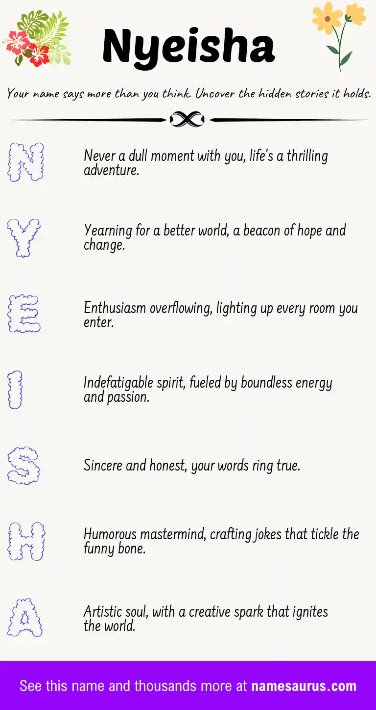 Acrostic poem about Nyeisha.