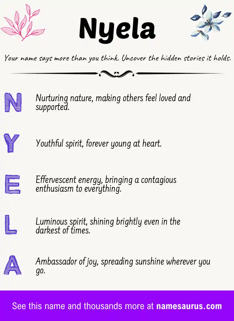 Acrostic poem about Nyela.