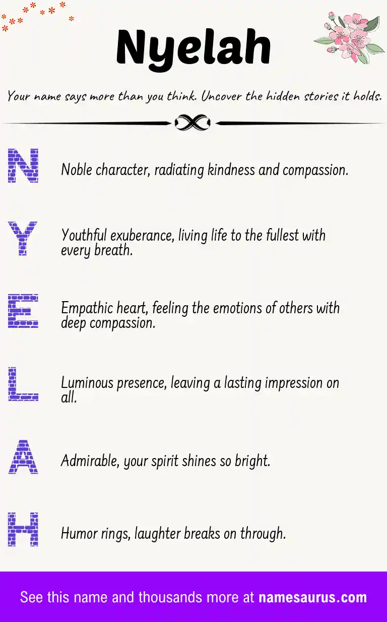 Acrostic poem about Nyelah.