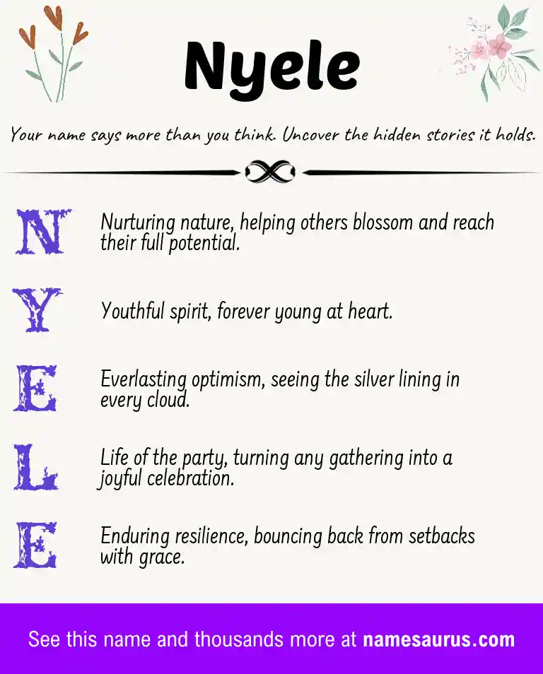 Acrostic poem about Nyele.