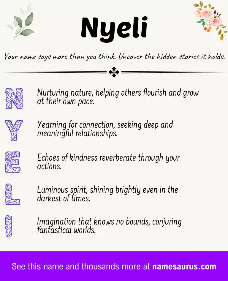 Acrostic poem about Nyeli.