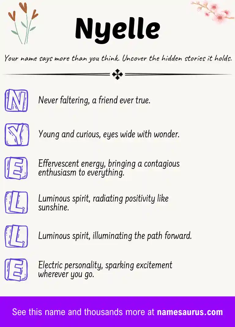 Acrostic poem about Nyelle.