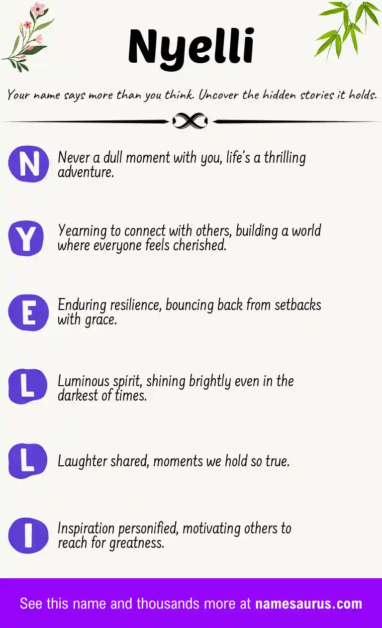 Acrostic poem about Nyelli.