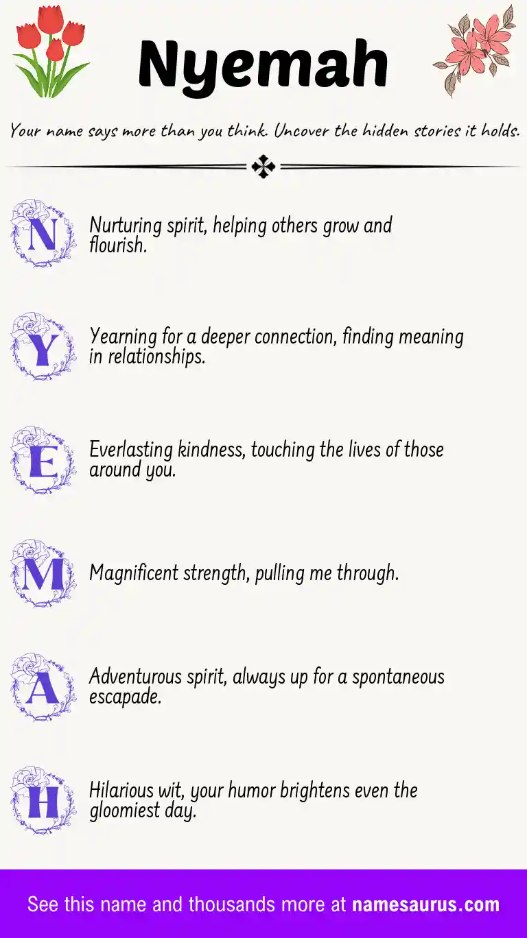 Acrostic poem about Nyemah.