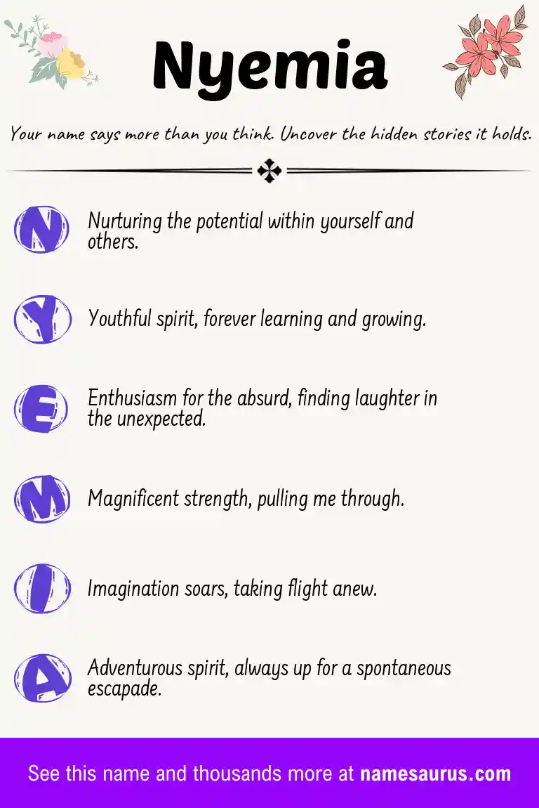 Acrostic poem about Nyemia.