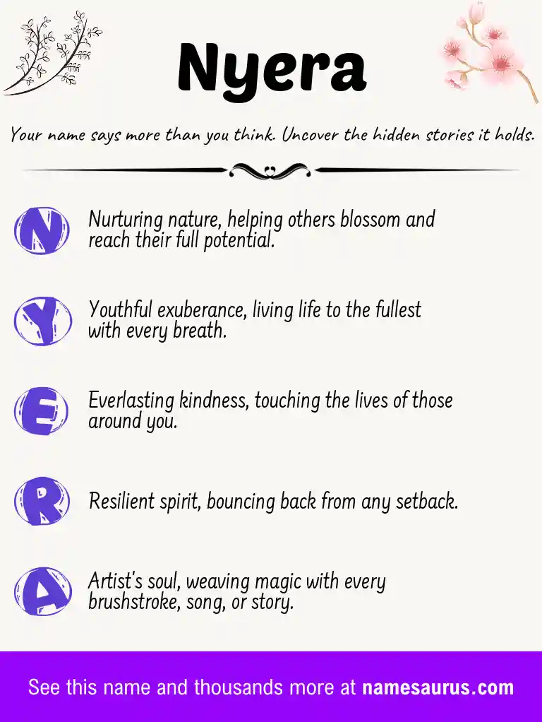 Acrostic poem about Nyera.