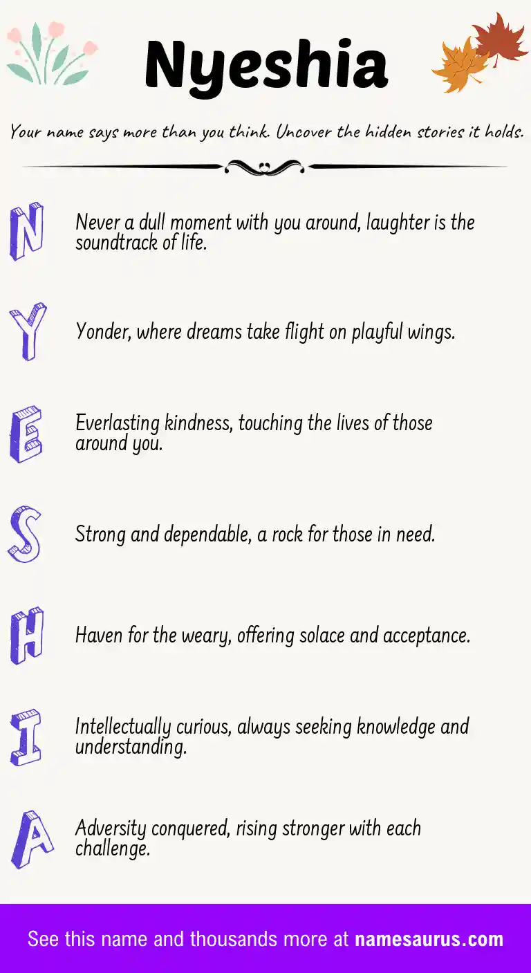 Acrostic poem about Nyeshia.