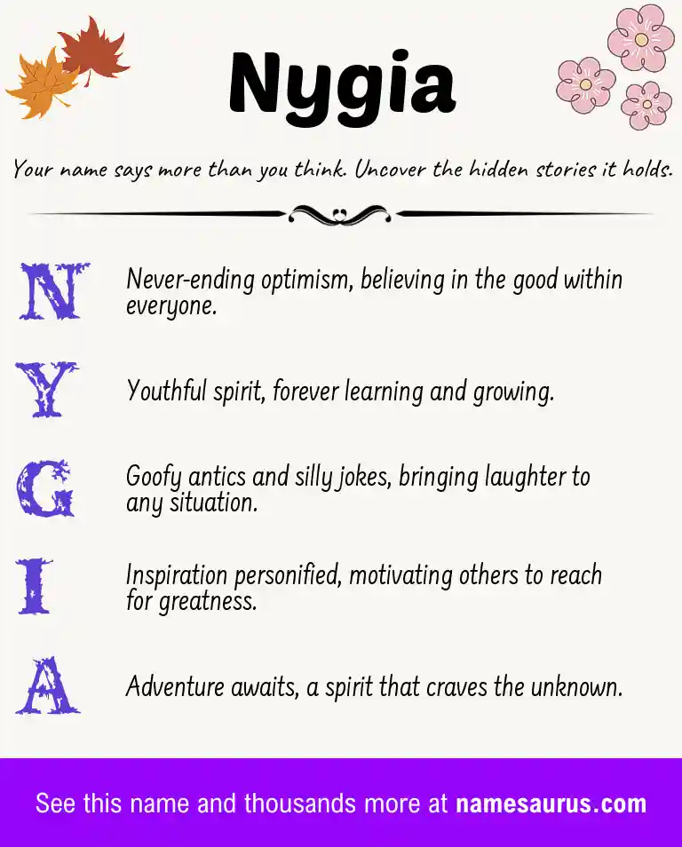 Acrostic poem about Nygia.