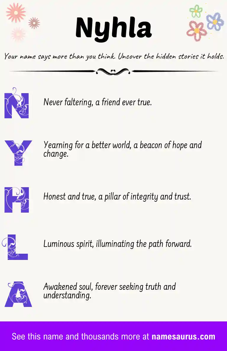 Acrostic poem about Nyhla.
