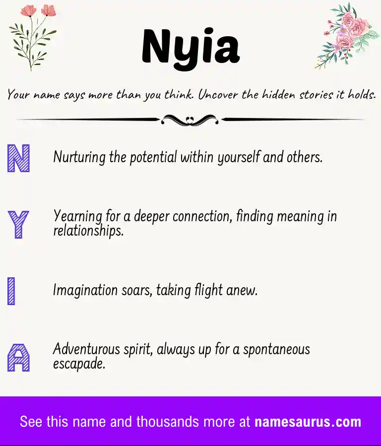 Acrostic poem about Nyia.