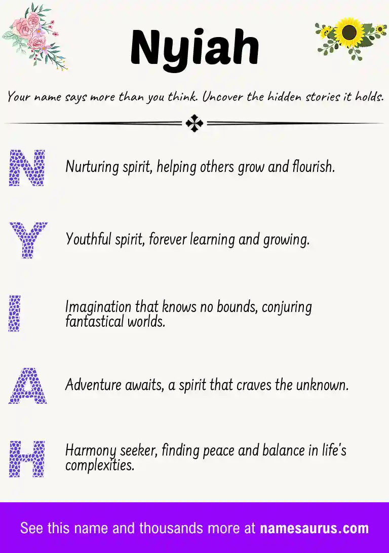 Acrostic poem about Nyiah.