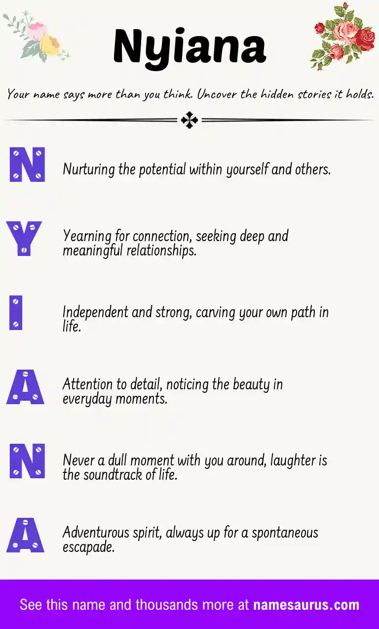 Acrostic poem about Nyiana.
