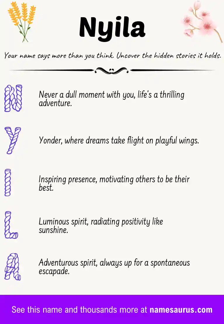 Acrostic poem about Nyila.