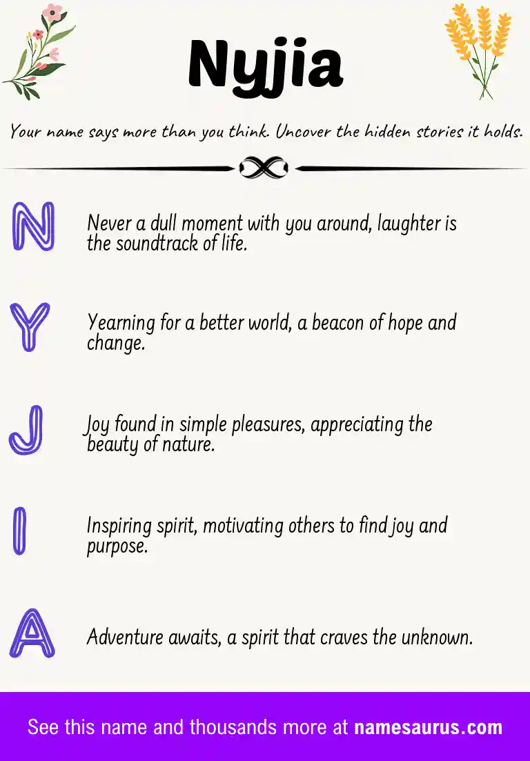 Acrostic poem about Nyjia.