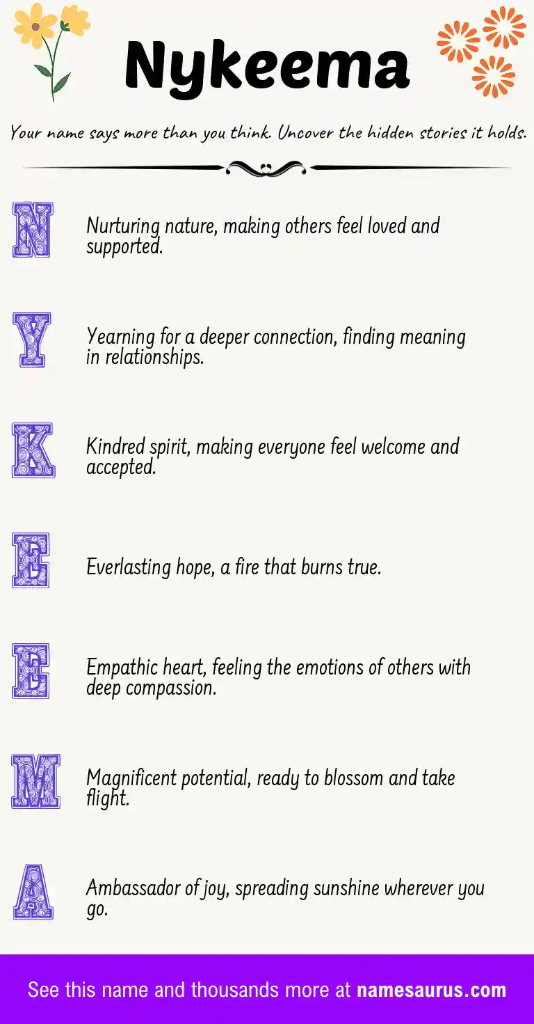 Acrostic poem about Nykeema.