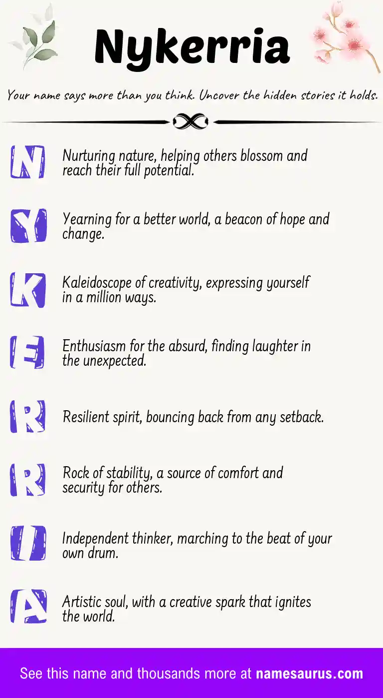 Acrostic poem about Nykerria.