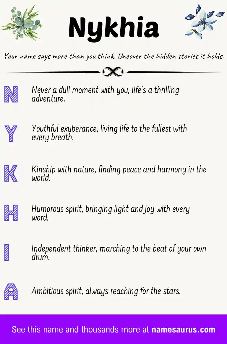 Acrostic poem about Nykhia.