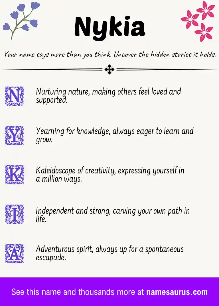 Acrostic poem about Nykia.